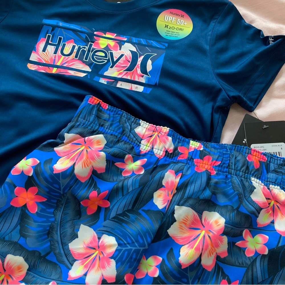 Hurley UPF 50+ Floral Shorts Dri-fit Tee Set 6252 - Picture 6 of 9